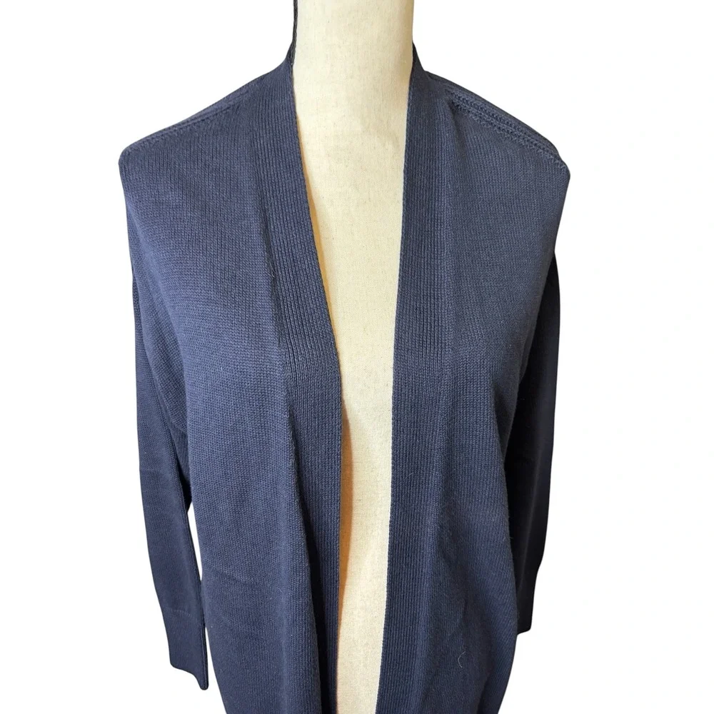 Banana Republic Navy Blue Longline Cotton Cardigan Sweater PS Petite Small NEW - Picture 3 of 12